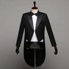 Load image into Gallery viewer, Tuxedo Dress XS-XL Men Classic Black Shiny Lapel Tail Coat Tuxedo Wedding Groom Stage Singer 2-Piece Suits Dress Coat Tails