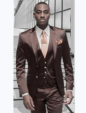 Load image into Gallery viewer, Latest Coat Pant Designs Beige Men Suit Prom Tuxedo Slim Fit 3 Piece Groom Wedding Suits For Men Custom Blazer Terno Masuclino