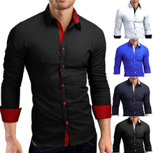 Load image into Gallery viewer, Men Business Dress Shirt Men's Autumn Casual Formal Solid Slim Fit Long Sleeve Dress Shirt Top Blouse Men Chemise Homme