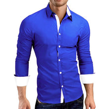Load image into Gallery viewer, Men Business Dress Shirt Men's Autumn Casual Formal Solid Slim Fit Long Sleeve Dress Shirt Top Blouse Men Chemise Homme