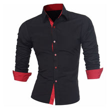 Load image into Gallery viewer, Men Business Dress Shirt Men's Autumn Casual Formal Solid Slim Fit Long Sleeve Dress Shirt Top Blouse Men Chemise Homme