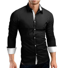 Load image into Gallery viewer, Men Business Dress Shirt Men's Autumn Casual Formal Solid Slim Fit Long Sleeve Dress Shirt Top Blouse Men Chemise Homme