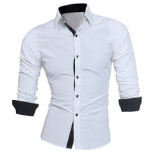 Load image into Gallery viewer, Men Business Dress Shirt Men's Autumn Casual Formal Solid Slim Fit Long Sleeve Dress Shirt Top Blouse Men Chemise Homme