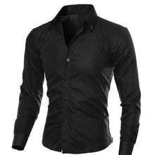 Load image into Gallery viewer, Wenyujh Men Slim Long-sleeved Shirt Fashion Dark Plaid Hot Sales 2019 Autumn Fashion Dress Shirts Solid Color Large Size Blouse