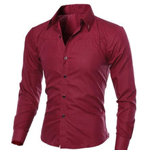 Load image into Gallery viewer, Wenyujh Men Slim Long-sleeved Shirt Fashion Dark Plaid Hot Sales 2019 Autumn Fashion Dress Shirts Solid Color Large Size Blouse