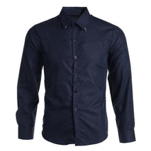 Load image into Gallery viewer, Wenyujh Men Slim Long-sleeved Shirt Fashion Dark Plaid Hot Sales 2019 Autumn Fashion Dress Shirts Solid Color Large Size Blouse