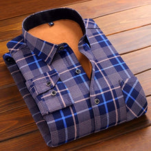 Load image into Gallery viewer, Aoliwen Winter warm shirt plus velvet thickening fashion print plaid shirt long sleeve men's brand shirt dress shirt sizeL-5XL