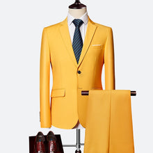 Load image into Gallery viewer, Wedding Suits For Men Slim Fit Men's Business Casual Groom Suits Formal Burgundy Green Purple Yellow Red White Man Suit 5XL 6XL