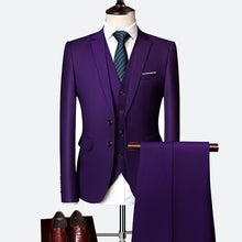 Load image into Gallery viewer, Wedding Suits For Men Slim Fit Men's Business Casual Groom Suits Formal Burgundy Green Purple Yellow Red White Man Suit 5XL 6XL