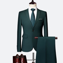 Load image into Gallery viewer, Wedding Suits For Men Slim Fit Men's Business Casual Groom Suits Formal Burgundy Green Purple Yellow Red White Man Suit 5XL 6XL