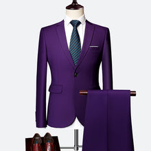 Load image into Gallery viewer, Wedding Suits For Men Slim Fit Men's Business Casual Groom Suits Formal Burgundy Green Purple Yellow Red White Man Suit 5XL 6XL