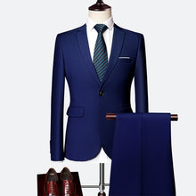 Load image into Gallery viewer, Wedding Suits For Men Slim Fit Men's Business Casual Groom Suits Formal Burgundy Green Purple Yellow Red White Man Suit 5XL 6XL