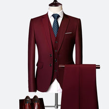 Load image into Gallery viewer, Wedding Suits For Men Slim Fit Men's Business Casual Groom Suits Formal Burgundy Green Purple Yellow Red White Man Suit 5XL 6XL