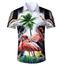 Load image into Gallery viewer, Men's Flamingo Printing Summer Short Sleeve Shirts 2019 New Hawaii Style Beach Casual Slim Fit Breathable Comfortable Tops