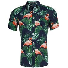 Load image into Gallery viewer, Men's Flamingo Printing Summer Short Sleeve Shirts 2019 New Hawaii Style Beach Casual Slim Fit Breathable Comfortable Tops