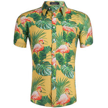 Load image into Gallery viewer, Men's Flamingo Printing Summer Short Sleeve Shirts 2019 New Hawaii Style Beach Casual Slim Fit Breathable Comfortable Tops