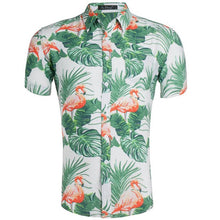 Load image into Gallery viewer, Men's Flamingo Printing Summer Short Sleeve Shirts 2019 New Hawaii Style Beach Casual Slim Fit Breathable Comfortable Tops