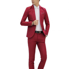 Load image into Gallery viewer, Fashion Mens Suits with Pants Solid Men's Blazer Slim Fits Wedding Male Groom Tuxedos suit Prom (Jacket+Pants) costume homme