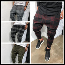Load image into Gallery viewer, Fashion Men's Plaid 3D Digital Print None Elastic Waist Casual, Casual Pants Gradient Sport Mefium Waist Pants