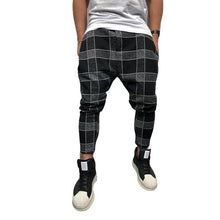 Load image into Gallery viewer, Fashion Men's Plaid 3D Digital Print None Elastic Waist Casual, Casual Pants Gradient Sport Mefium Waist Pants