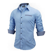 Load image into Gallery viewer, VISADA JAUNA Men Shirts Europe Size New Arrivals Slim Fit Male Shirt Solid Long Sleeve British Style Cotton Men's Shirt N332