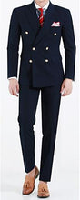 Load image into Gallery viewer, Custom Big Skinny Men Suit Slim Fit Men Wedding Suits Navy Blue Peaked Lapel Double Breasted Formal Men Suits 2 Piece Groom Suit