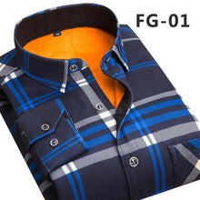 Load image into Gallery viewer, Aoliwen Winter warm shirt plus velvet thickening fashion print plaid shirt long sleeve men's brand shirt dress shirt sizeL-5XL