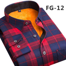 Load image into Gallery viewer, Aoliwen Winter warm shirt plus velvet thickening fashion print plaid shirt long sleeve men's brand shirt dress shirt sizeL-5XL