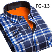Load image into Gallery viewer, Aoliwen Winter warm shirt plus velvet thickening fashion print plaid shirt long sleeve men's brand shirt dress shirt sizeL-5XL