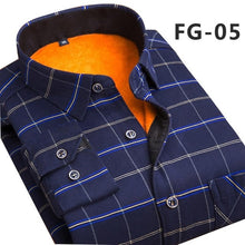Load image into Gallery viewer, Aoliwen Winter warm shirt plus velvet thickening fashion print plaid shirt long sleeve men's brand shirt dress shirt sizeL-5XL