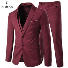 Load image into Gallery viewer, 2019 men's fashion Slim suits men's business casual clothing groomsman three-piece suit Blazers jacket pants trousers vest sets