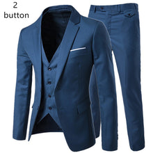 Load image into Gallery viewer, 2019 men's fashion Slim suits men's business casual clothing groomsman three-piece suit Blazers jacket pants trousers vest sets
