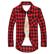 Load image into Gallery viewer, Men Plaid Shirt Camisas Social 2019 Autumn Men's Fashion Plaid Long-sleeved Shirt Male Button Down Casual Check Shirt