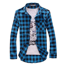 Load image into Gallery viewer, Men Plaid Shirt Camisas Social 2019 Autumn Men's Fashion Plaid Long-sleeved Shirt Male Button Down Casual Check Shirt