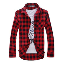 Load image into Gallery viewer, Men Plaid Shirt Camisas Social 2019 Autumn Men's Fashion Plaid Long-sleeved Shirt Male Button Down Casual Check Shirt
