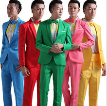 Load image into Gallery viewer, Suit Men New 2019 Long-Sleeved Men's Suits Dress Hosted Theatrical Tuxedos For Men Wedding Prom Red Yellow Blue And Green M L XL