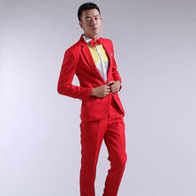 Load image into Gallery viewer, Suit Men New 2019 Long-Sleeved Men's Suits Dress Hosted Theatrical Tuxedos For Men Wedding Prom Red Yellow Blue And Green M L XL