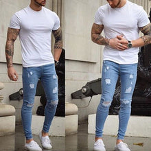 Load image into Gallery viewer, Fashion Man Slim Destroyed Stretchy Ripped Skinny Biker Men Taped Fit Pants