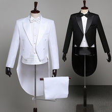 Load image into Gallery viewer, Tuxedo Dress XS-XL Men Classic Black Shiny Lapel Tail Coat Tuxedo Wedding Groom Stage Singer 2-Piece Suits Dress Coat Tails