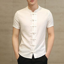 Load image into Gallery viewer, 2019 Vintage Mens Shirts Dress Short Sleeve Button Down Slim Fit Summer Chinese Style Tee Tops Male Clothing Camisas Masculina