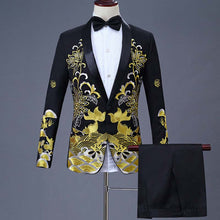 Load image into Gallery viewer, 2 Pieces Set 2019 men's Chinese dress stage host singer costumes ceremonial embroidered suit Prom Party Suits Wedding 1283