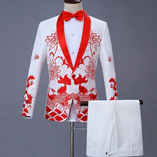 Load image into Gallery viewer, 2 Pieces Set 2019 men's Chinese dress stage host singer costumes ceremonial embroidered suit Prom Party Suits Wedding 1283