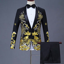 Load image into Gallery viewer, 2 Pieces Set 2019 men's Chinese dress stage host singer costumes ceremonial embroidered suit Prom Party Suits Wedding 1283