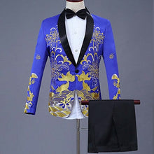 Load image into Gallery viewer, 2 Pieces Set 2019 men's Chinese dress stage host singer costumes ceremonial embroidered suit Prom Party Suits Wedding 1283