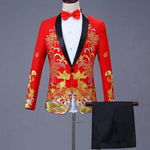 Load image into Gallery viewer, 2 Pieces Set 2019 men's Chinese dress stage host singer costumes ceremonial embroidered suit Prom Party Suits Wedding 1283